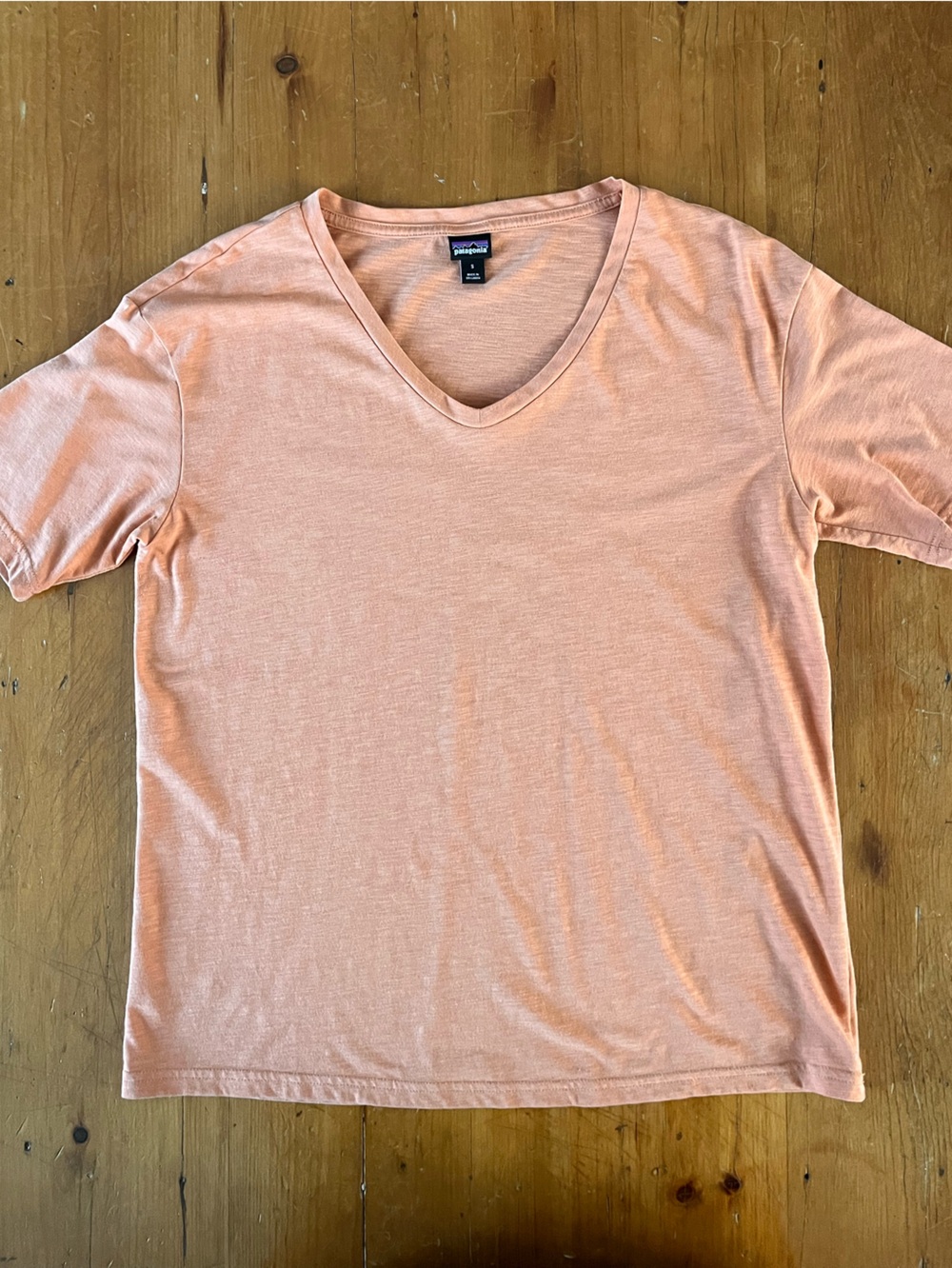 Patagonia Women’s V Neck T-Shirt in Dark Peach